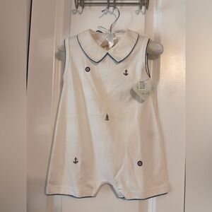 Kissy Kissy White Romper with Nautical Accents NWT